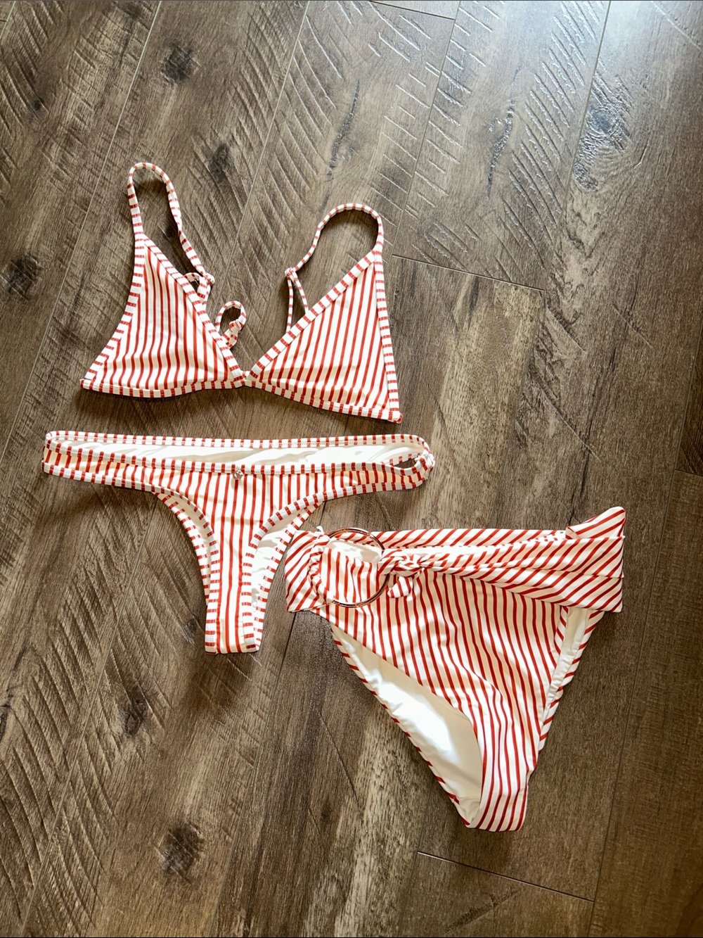 FOR LOVE AND LEMONS STRIPED BATHINGSUIT MEDIUM 3-PIECE SET